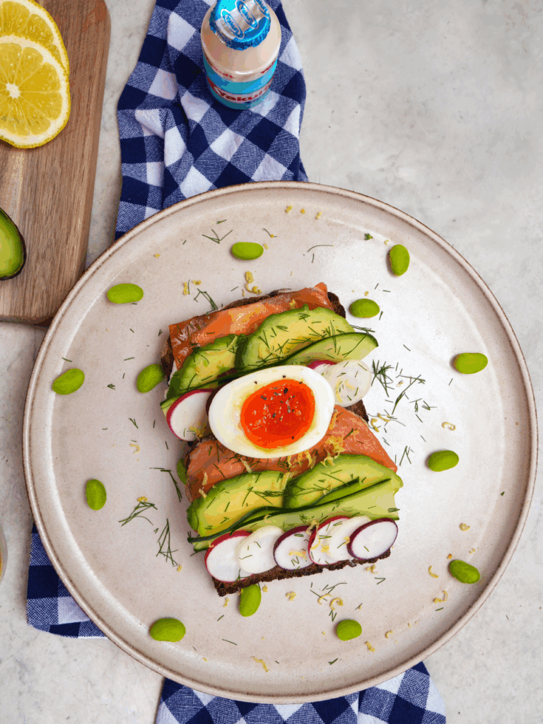 Smoked Salmon on Rye Bread | Gut Friendly Breakfast | Yakult